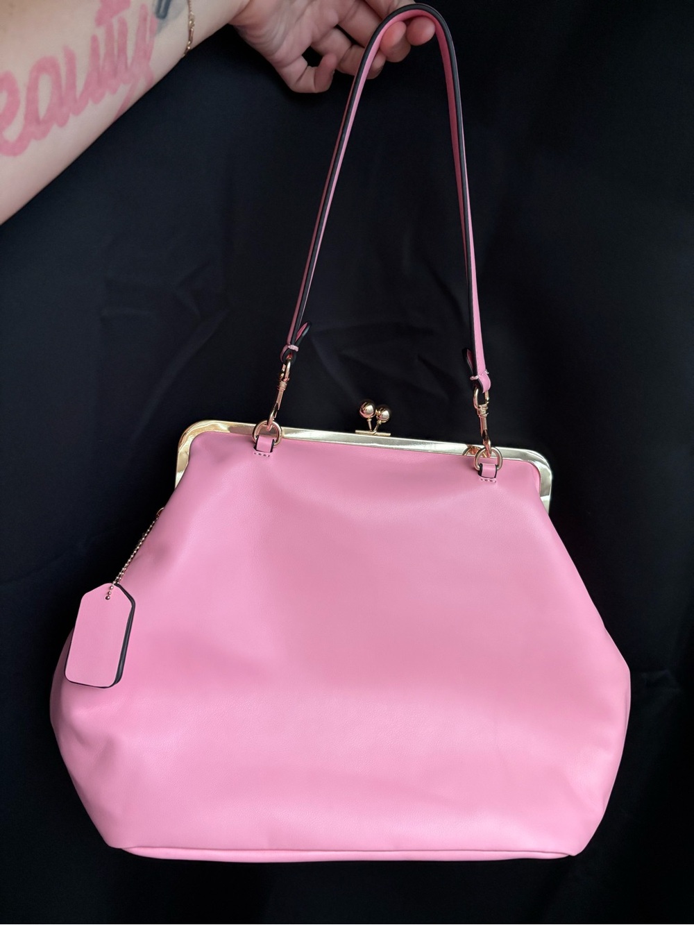 Pink Frame-Top Shoulder Bag